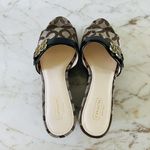 Coach Geri Black Brown Logo Print Canvas Wedge Heel Platform Sandals - US 8.5 Photo 5