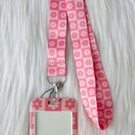 Pink floral checkered lanyard with Id/ card holder Photo 3