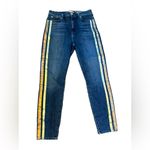 ZARA 7 for all mankind Women's Skinny Jeans‎ Blue Yellow Stripe Size 8 High Waist Photo 11