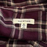 Max Studio  Maroon and Tan Plaid Jersey Button Down Fall Pumpkin Patch Size XL Photo 5