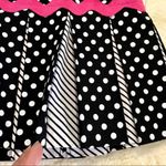 Acorn Black and White Polka Dot Knife Pleated Pink Trim Skirt Size 6 Photo 3