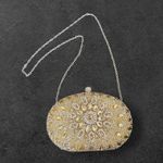 RAMLA Gold Crystal Embellished Formal Convertible Clutch Crossbody Bag Photo 0