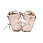 Gucci Marmont Double G Gold Metallic Leather Ankle Strap Sandals Women Size 7.5 Photo 4