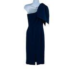 Dress the Population  Tiffany Orchard One Shoulder Midi Dress Bow Shoulder Blue Photo 3