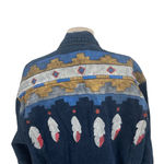 Sundance Hand Painted Feather Print Dark Denim Jacket Blue Red Size XL Photo 7