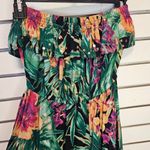 Candie's  XS Strappless Tropical Floral Purple Orange and Green Dress Photo 1
