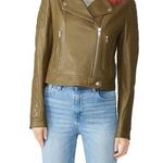 Samantha Sipos Faux Fur Biker Leather Jacket Green Pink Size Small S Photo 0