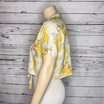 a.n.a NWT Size XL Pineapple Print Tie Hemline Linen Blend Button Down Crop Top Photo 2