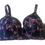 Cacique Lightly Lined Full Coverage Bra Underwire Size 42DD Black Cherry Blossom Photo 0