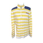 Vineyard Vines Women's Striped Quarter Zip Sweatshirt Size M Yellow Navy Blue Photo 1