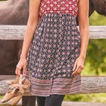 April Cornell Size L Happy Mushroom Tunic Mini Dress Tank Boho Indie Pockets Blue Size L Photo 0