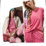 Anthropologie Women’s Barbie Pink Velvet Long-Sleeve Pullover with Ruched Shoulders Sweater Photo 3