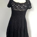 Black Eyelet Short Sleeve Off The Shoulder Dress Size XL Photo 1