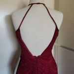 My Michelle  Merlot Mermaid Lace Glitter Halter Back cutout Gown Lined Size 3 New Photo 2