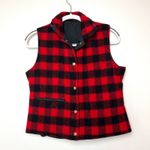 Woolrich Vintage Woman M Reversible Vest Red Buffalo Plaid Wool Puffer Black Photo 2
