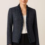 Classiques Entier Tweed Fringe Trim Blazer Jacket Size 6 Photo 0