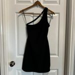 Pull & Bear Dress Black One Shoulder Mini Womens Size Large Tie Back Festival Photo 5