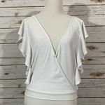 ZARA  Ruffle Sleeve Cropped Top - White - Small Photo 9