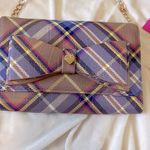 Betsey Johnson Betsy Johnson crossbody wallet pastel plaid w/ adjustable strap & front Bow NWT Photo 6