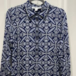 Diane Von Furstenberg Diane Von Furstenburg Sorrel Navy & White Knit Silk Long Sleeve Shirt Dress Sz S Photo 3