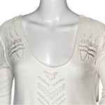 Free People Shirt Womens Small White Scoop Laser Cut Textured Neutral Edgy Photo 3