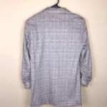 ZARA Women’s Plaid Gray Faux Suede Ruched Sleeve Long Line Open Front Blazer Photo 4