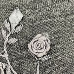 Nina Leonard Vintage 90s Sweater Ribbon Embroidery Roses Floral Gray Acrylic Wool Women Large Photo 10