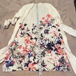 Dana Buchman szM long cardigan solid color front & sleeves flower print back GUC Photo 11