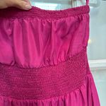 Anthropologie  Maeve Barbie Hot Pink 100% Silk Strapless Ruffle Lace Dress Size 6 Photo 2