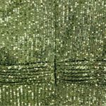 Mac Duggal Ieena olive green sequin full length long sleeve high slit gown. 6 Photo 7
