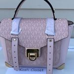 Michael Kors MK Manhattan MD Leather Satchel - DK Powder Blush Photo 0