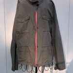 Brown and pink jacket rain coat size large cinched waist light weight fall coat Photo 0