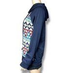 PS Kate Womens Hoodie Lightweight Hooded Sweatshirt Pullover Geo Print Medium Blue Photo 4