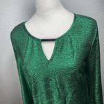 Cato Kelly Green Blouse Women M Flutter Split Sleeve Top Shiny Shimmery New Years Eve Photo 1