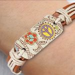 Vibrant Chic Peace Symbol Bohemian Leather Cuff Bracelet -  Print Photo 2