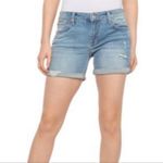 Lucky Brand  Roll Up Denim Shorts Distressed High Rise Blue Boho Size 12 / 31 Photo 12