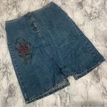 Loft Vintage  Embroidered floral Denim Jean Skirt 100% Cotton Low rise Size 8 Photo 0