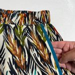 Women's High Rise Leaf Print Pull On Pants Size XXS Colorful Boho Hippie Festival White Photo 3