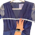 JS Collections NWT Navy Blue Chiffon V Neck Long Sleeve Crepe Maxi Gown US 2 Photo 11