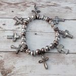 Religious Cross Charm Stretch Bracelet Photo 6