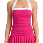 Ralph Lauren Lauren  Bel Aire One Piece Skirted Swimsuit Pink White Size 10 Photo 0