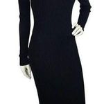 Fora Midi Ribbed Fitted Sweater Dress Scoop Neck Black M Size M Photo 0