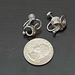 Sterling Silver Vintage AMCO  Marcasite Black Stone Ornate Screw Back Earrings Photo 4