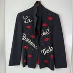 Bestini Paris vintage novelty lips embroidered black blazer M Size M Photo 1