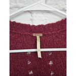 Free People  wool blend burgundy knit button cardigan sweater size small. Photo 4