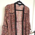 American Eagle Boho Burgundy Whimsigoth Velvet Trim Flowy Oversized Cardigan XS Photo 1
