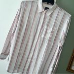 Gap Linen Shirt Women Med Pink Gray Stripe Button LSleeve Linen Blend NWT Photo 7