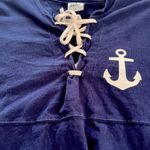 Kennebunkport Maine Unisex SPIRIT Jersey NAVY BLUE Anchor MED LS Drwstrg Neck EC Photo 6