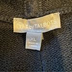 Talbots T by  Black Hooded Sweater XL White Stripe Sleeve Cozy Knit Pullover Photo 3