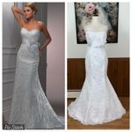 Elegant Maggie Sottero Lorie Strapless Lace Wedding Gown! White Size 8 Photo 1